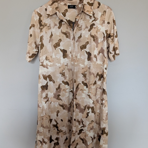 Yest Sand Giorgia Cream Tan Collared Button Down Shirt Dress Size Small 6 - Picture 6 of 14